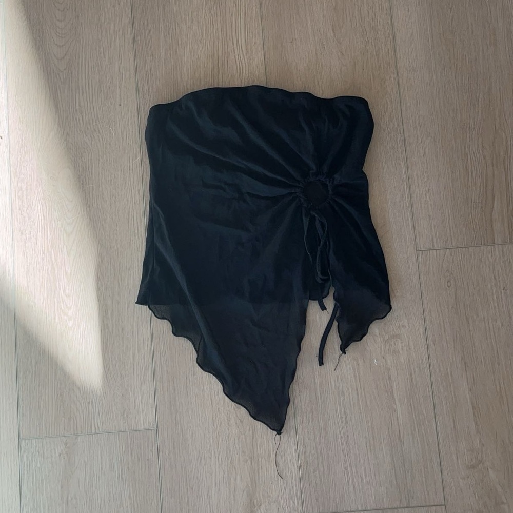 Black Asymmetrical Strapless Top